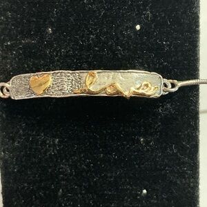 Shablool Didae Sterling Silver and Goldtone Heart Love Bolo Bracelet